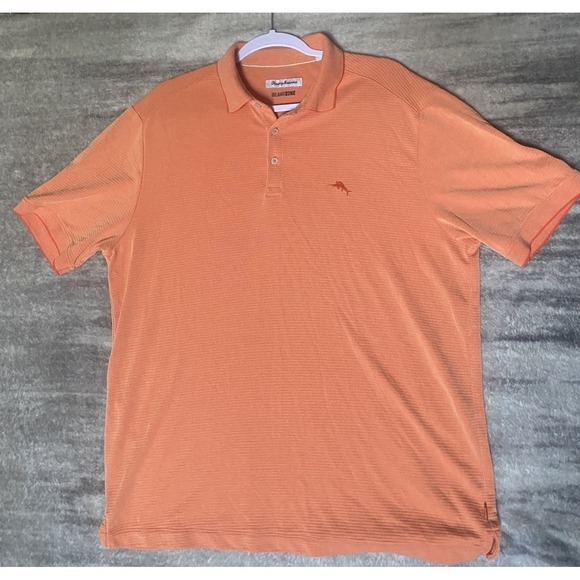 Tommy Bahama Other - Tommy Bahama IslandZone Mens Large Orange Short Sleeve Textured Polo Shirt